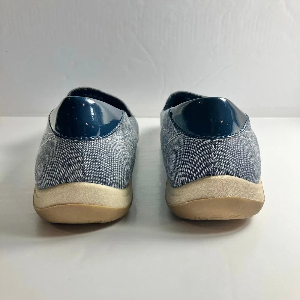Dr. Scholl's Keystone Memory Foam Comfort Slip-On Shoes blue chambray Sz 11W